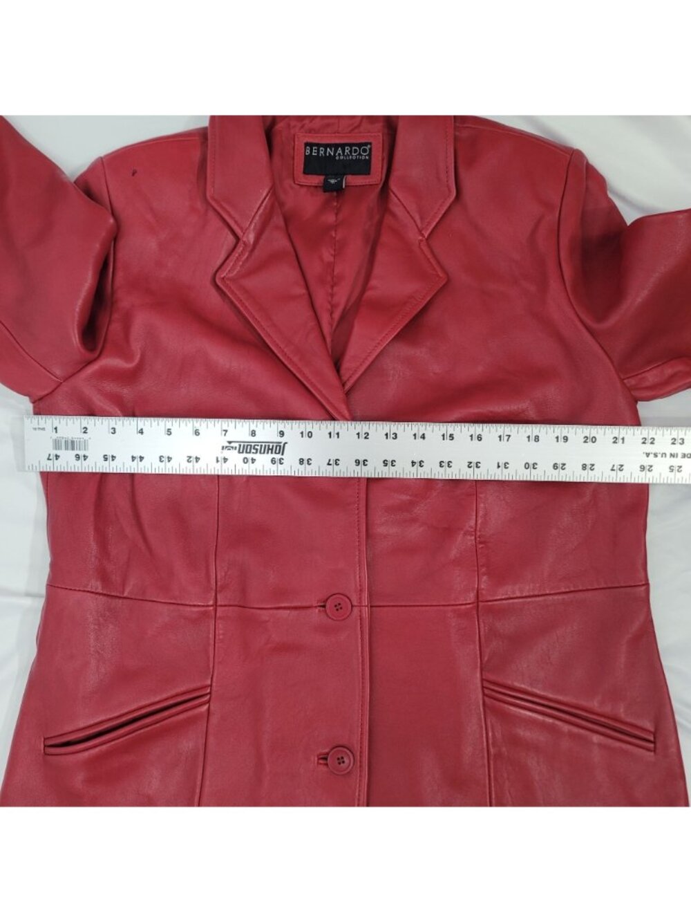 Bernardo Collection Women's Red Leather Blazer Jacket Size XL NWT - Picture 7 of 11